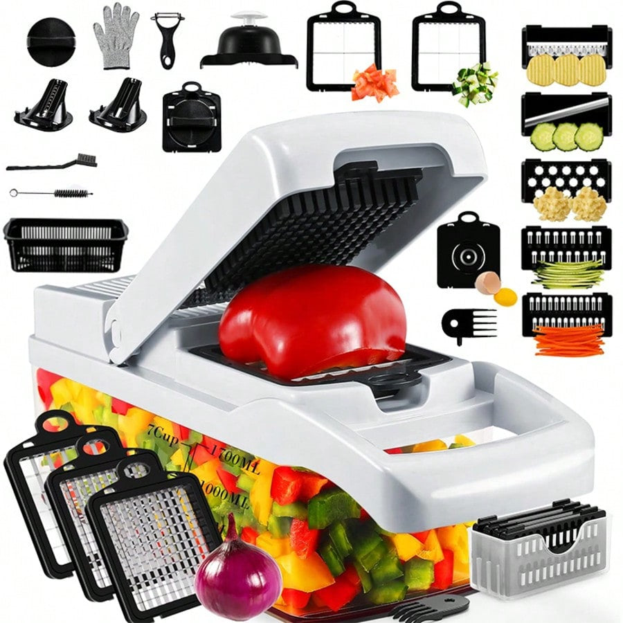 Professional 26-In-1 Vegetable Chopper,Food Chopper,Food Chopper, Onion Chopper, Veggie Chopper,Veggie Chopper with Container,Chopper Vegetable Cutter,Vegetable Chopper with Container