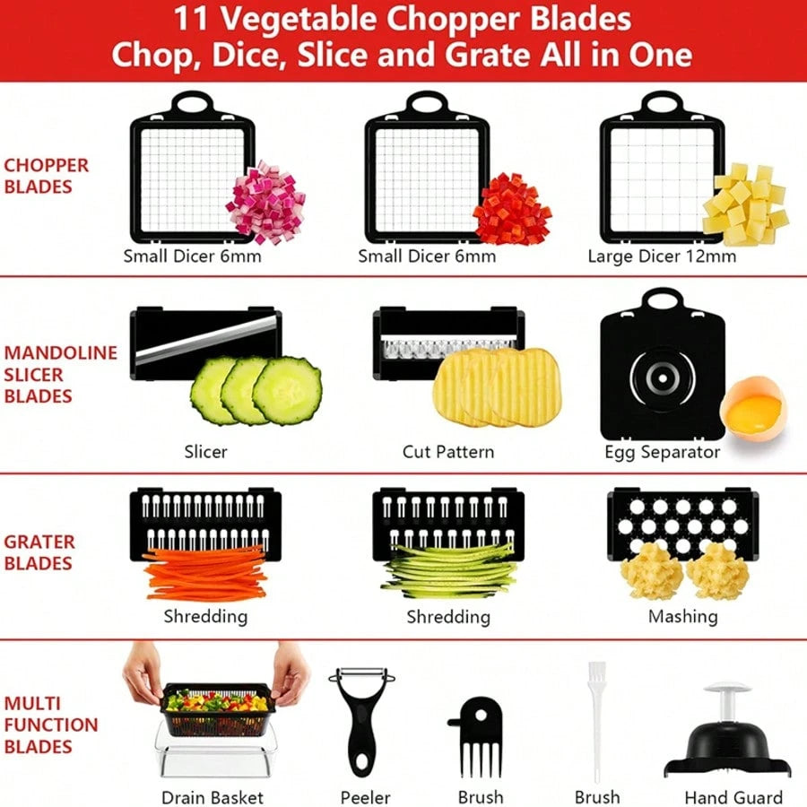 Professional 26-In-1 Vegetable Chopper,Food Chopper,Food Chopper, Onion Chopper, Veggie Chopper,Veggie Chopper with Container,Chopper Vegetable Cutter,Vegetable Chopper with Container